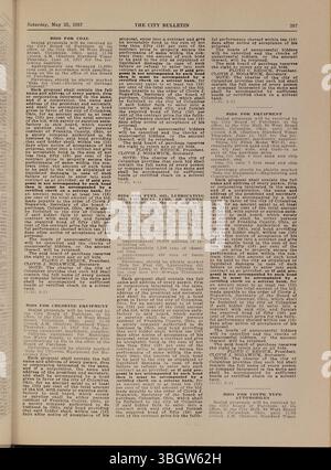 Cette section du Columbus City Bulletin de 1957 contient les délibérations du conseil municipal, les ordonnances, les mises à jour de la fonction publique, les activités des commissions d'achat et les annonces de soumissions et de propositions. Banque D'Images