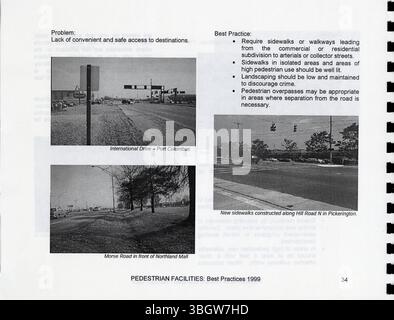 Ce guide de 1999 compile les meilleures pratiques nationales pour aider les collectivités à planifier ou à améliorer les installations piétonnes et à résoudre les problèmes d'infrastructure identifiés. Banque D'Images