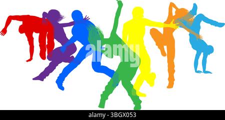 Danseurs Silhouette Street Dance pose silhouettes Illustration de Vecteur