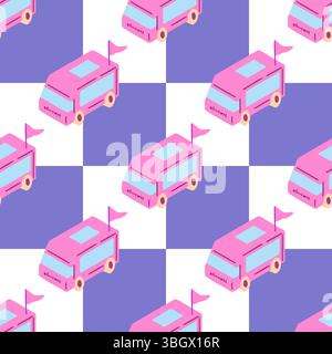 Motif de fourgonnette rose Illustration de Vecteur