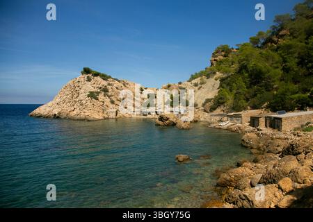Belle plage sauvage d'es Portitxol sur l'île d'Ibiza Banque D'Images