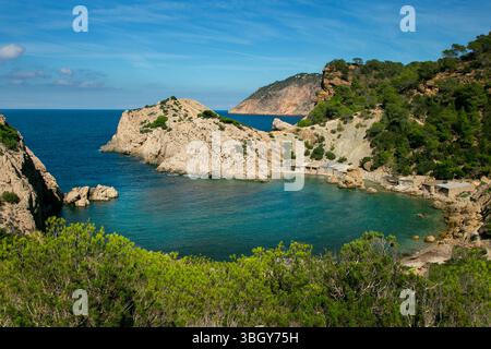 Belle plage sauvage d'es Portitxol sur l'île d'Ibiza Banque D'Images