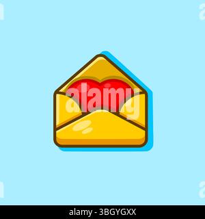 Lettre d'amour avec un coeur rouge à l'intérieur illustration vectorielle dessin animé Illustration de Vecteur