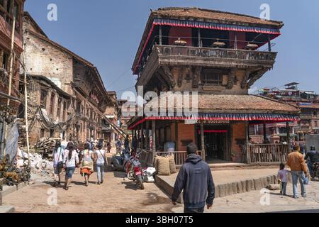 Bhaktapur/Népal-19.03.2019:la vue sur la place Bhaktapur Durbar Banque D'Images