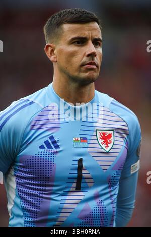 Cardiff, pays de Galles, Royaume-Uni. 6 juin 2025. Le gardien du pays de Galles Karl Darlow lors de la Coupe du monde de la FIFA, des qualifications européennes, du match du Groupe J entre le pays de Galles et le Liechtenstein au Cardiff City Stadium. Crédit Glitch images/Alamy Live News Banque D'Images