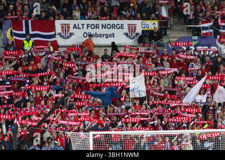 Oslo, Norvège. 06 juin 2025. Oslo, Norvège, 6 juin 2025 : des supporters norvégiens sont vus au match de football des qualifications pour la Coupe du monde de la FIFA 2026 entre la Norvège et l'Italie au stade Ullevaal à Oslo, Norvège (Ane Frosaker/SPP) crédit : SPP Sport Press photo. /Alamy Live News Banque D'Images