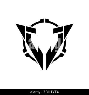 JJ Gaming logo initial avec Triangle géométrique moderne arrondi Sniper conception de style tactique en arrière-plan isolé, monogramme de jeu minimaliste lo Illustration de Vecteur