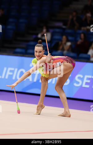 Tallinn, Estonie. 06 juin 2025. Darja Varfolomeev (Allemagne), clubs de qualification lors des Championnats d'Europe de gymnastique rythmique 2025 le 6 juin 2025 à Unibet Arena de Tallinn, Estonie - photo Richard Merlen/DPPI crédit : DPPI Media/Alamy Live News Banque D'Images