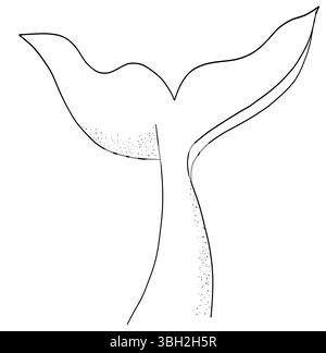 Art simple d'une ligne de queue de baleine dessinée à la main dessin minimaliste dessin de vecteur de symbole d'océan Illustration de Vecteur