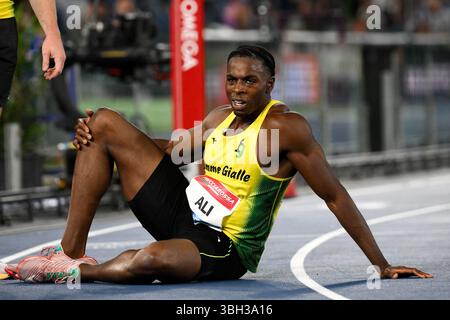 Chituru Ali, de l'Italie, après avoir disputé le 100m masculin lors du Gala d'or de la Diamond League au Stadio Olimpico à Rome, Italie, le 6 juin 2025. Banque D'Images