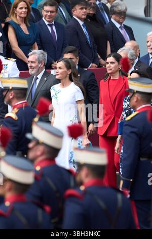 La reine Letizia d'Espagne, Mercedes Araujo Diaz de Teran assiste à la Journée des forces armées le 7 juin 2025 à Santa Cruz de Tenerife, Espagne. Banque D'Images