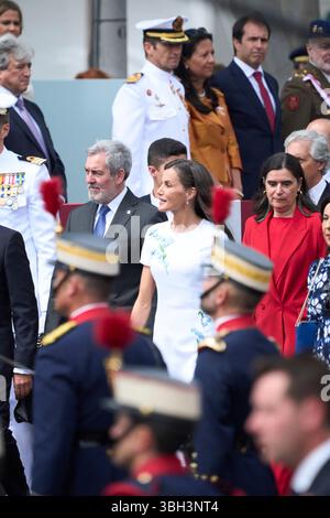 La reine Letizia d'Espagne, Mercedes Araujo Diaz de Teran assiste à la Journée des forces armées le 7 juin 2025 à Santa Cruz de Tenerife, Espagne. Banque D'Images