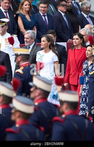 La reine Letizia d'Espagne, Mercedes Araujo Diaz de Teran assiste à la Journée des forces armées le 7 juin 2025 à Santa Cruz de Tenerife, Espagne. Banque D'Images