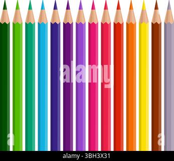 Jeu de crayons de couleur. Illustration vectorielle. Illustration de Vecteur