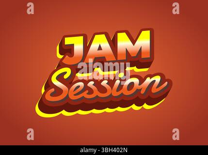 Session JAM. Texte dégradé audacieux avec des vibrations musicales et une ambiance rétro Illustration de Vecteur