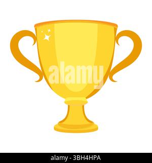 Illustration vectorielle de la Coupe du trophée d'or. Une coupe trophée dorée brillante avec deux poignées élégantes et une surface lisse et réfléchissante. Illustration de Vecteur