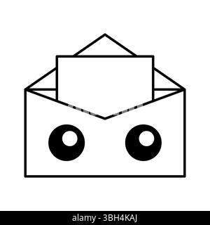 Enveloppe avec yeux illustration vectorielle. Illustration vectorielle minimaliste d'une enveloppe présentant deux grandes formes circulaires ressemblant à des yeux. Illustration de Vecteur