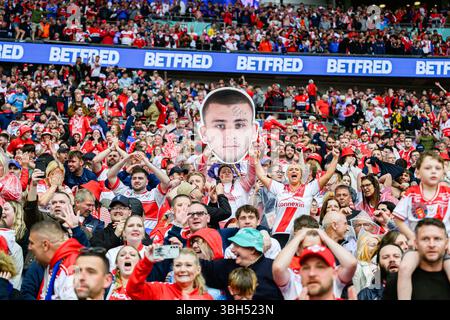 LONDRES, ROYAUME-UNI. 07 juin : lors de la finale de la Betfred Challenge Cup Warrington Wolves vs Hull KR au stade de Wembley le samedi 7 juin 2025. LONDRES, ROYAUME-UNI. Crédit : Taka G Wu/Alamy Live News Banque D'Images