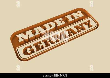 Timbre sculpté avec texte Made in Germany. rendu 3d. Banque D'Images