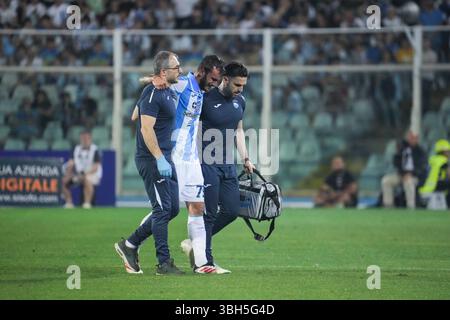 Pescara, Italie. 07 juin 2025. Edoardo Lancini de Pescara participe au match de Serie C NOW final entre Pescara et Ternana au Stadio Adriatico ''Giovanni Cornacchia'' à Pescara, Italie, le 7 juin 2025. (Photo de Marco Zac/NurPhoto) crédit : NurPhoto SRL/Alamy Live News Banque D'Images