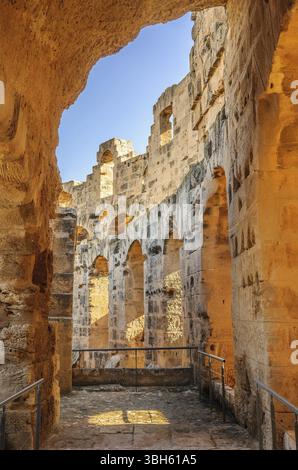 Ruines du plus grand colisée d'Afrique du Nord. El Jem, Tunisie, UNESCO, Afrique Banque D'Images