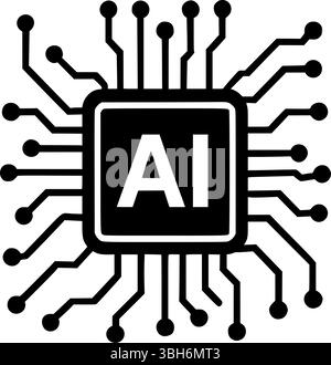 Icône de puce AI – conception vectorielle de processeur de circuit d'intelligence artificielle Illustration de Vecteur