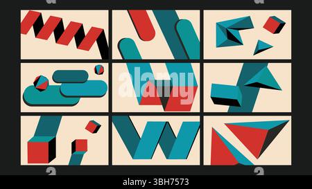 Ensemble de fond géométrique abstrait 3D coloré Illustration de Vecteur