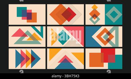 Ensemble de fond de superposition géométrique triangle coloré Illustration de Vecteur