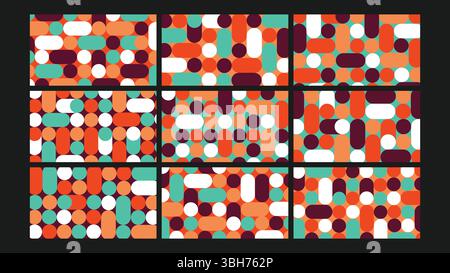 Mosaïque géométrique dans un ensemble de fond Vintage chaud Illustration de Vecteur