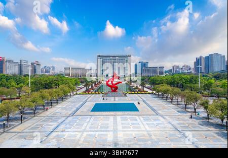 Paysage urbain de la place centrale de Dongguan, province du Guangdong, Chine Banque D'Images