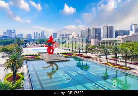 Paysage urbain de la place centrale de Dongguan, province du Guangdong, Chine Banque D'Images