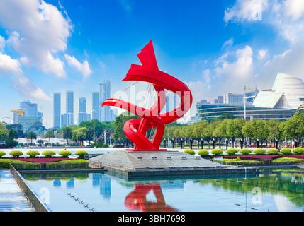 Paysage urbain de la place centrale de Dongguan, province du Guangdong, Chine Banque D'Images