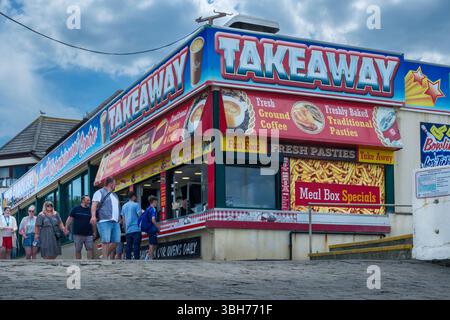 Westward Ho !, North Devon - la sortie « à emporter » à l'entrée de Westward Ho ! Plage dans le nord du Devon. Banque D'Images