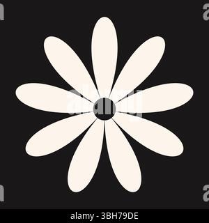 Symbole botanique élégant avec des formes abstraites de pétales et des bords nets. Un design floral minimal adapté aux thèmes printaniers et éco-inspirés Illustration de Vecteur