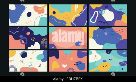 Ensemble de fond vibrant abstrait Memphis Illustration de Vecteur