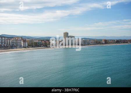 Forteresse Château murs de la vieille ville espagnole Peñíscola, Peníscola, Costa del Azahar, Province de Castellón, Communauté valencienne, Espagne Banque D'Images
