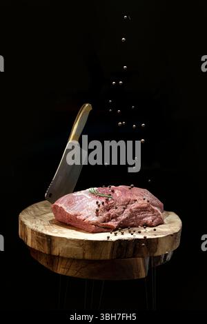 Veau cru frais, bœuf, poivre noir Banque D'Images
