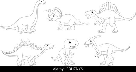 Ensemble de dinosaures de contour Illustration de Vecteur