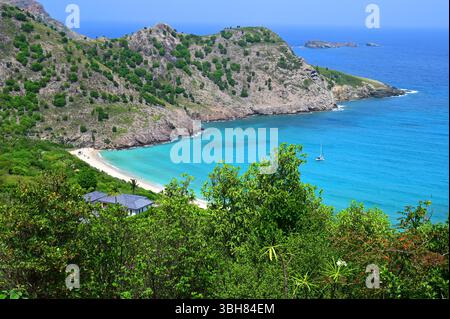 FRANCE. ÎLE DE SAINT-BARTHÉLEMY (977). LA PLAGE DU GOUVERNEUR. Banque D'Images