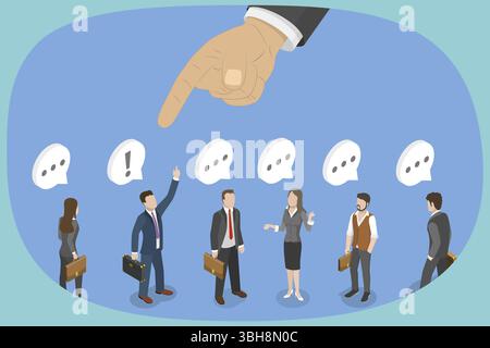 Illustration plate isométrique 3D de chasseur de têtes, de recrutement, d'opportunités de carrière et de talent Banque D'Images