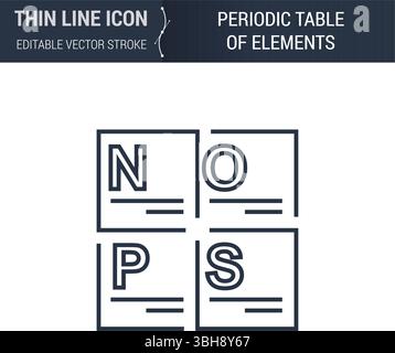 Symbole du tableau périodique des éléments. Icône Thin Line de Biochimie et de génétique. Pictogramme de contour graphique pour la conception Web. Vectorisation S de haute qualité Illustration de Vecteur