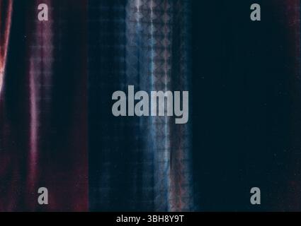 Pépin Texture de distorsion. Bleu violet dégradé de couleur artefacts de bruit numérique poussière mosaïque motif holographique abstrait noir foncé fond. Banque D'Images