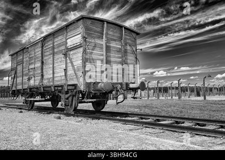 Wagon à auschwitz birkenau en Pologne Banque D'Images
