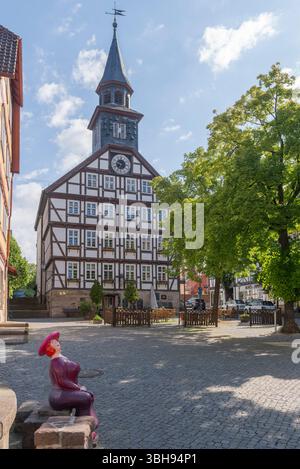 Mairie du centre historique d'Allendorf wirh maisons à colombages sans fin, Bad Sooden-Allendorf, Werra-Meissner-Kreis, Hesse, Allemagne, Europe Banque D'Images