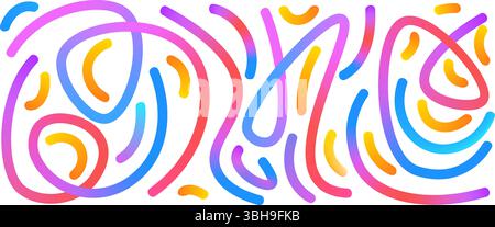 Ensemble de lignes en spirale de gradient colorées. Collection de formes abstraites ondulées. Griffonnettes décoratives. Eléments spirales courbes irisées. Vecteur arc-en-ciel s Illustration de Vecteur