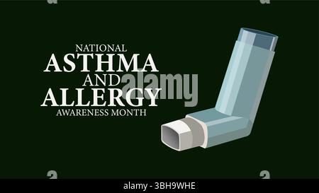 Mois national de la sensibilisation à l'asthme et aux allergies, respirez mieux, vivez en meilleure santé Illustration de Vecteur