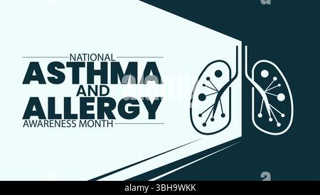 Mois national de la sensibilisation à l'asthme et aux allergies, respirez mieux, vivez en meilleure santé Illustration de Vecteur