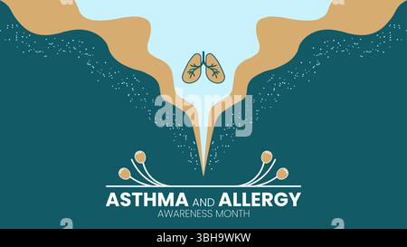 Mois national de la sensibilisation à l'asthme et aux allergies, respirez mieux, vivez en meilleure santé Illustration de Vecteur