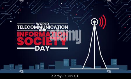Modèle de journée mondiale des télécommunications et de la société de l'information Illustration de Vecteur