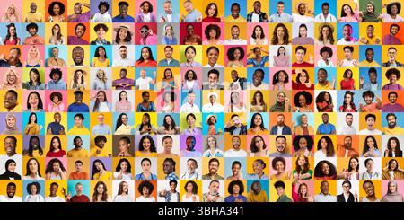 Collection diversifiée de portraits présentant divers visages du monde entier Banque D'Images